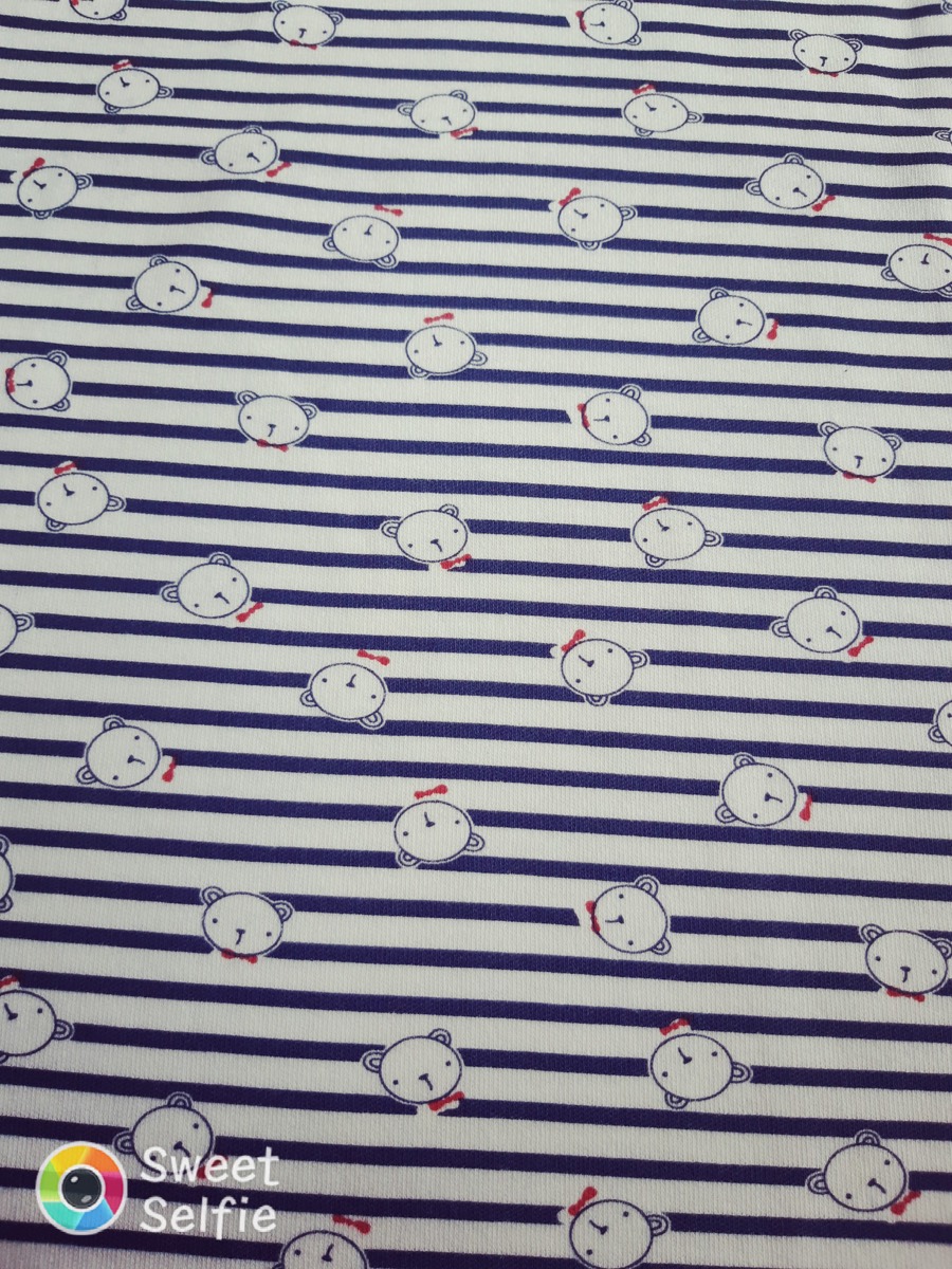 Çizgili ayı kafası knitted fabric print design