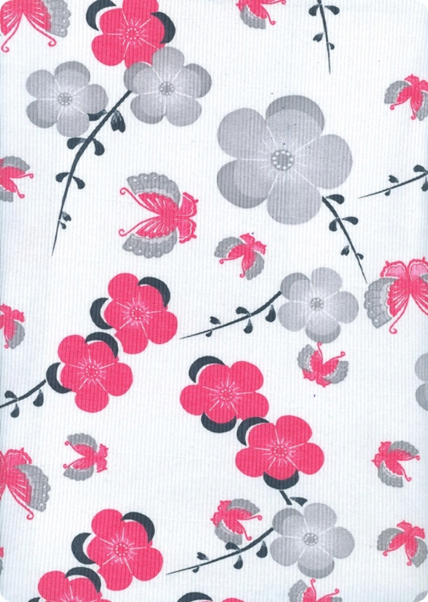 Kelebekli papatya knitted fabric print design